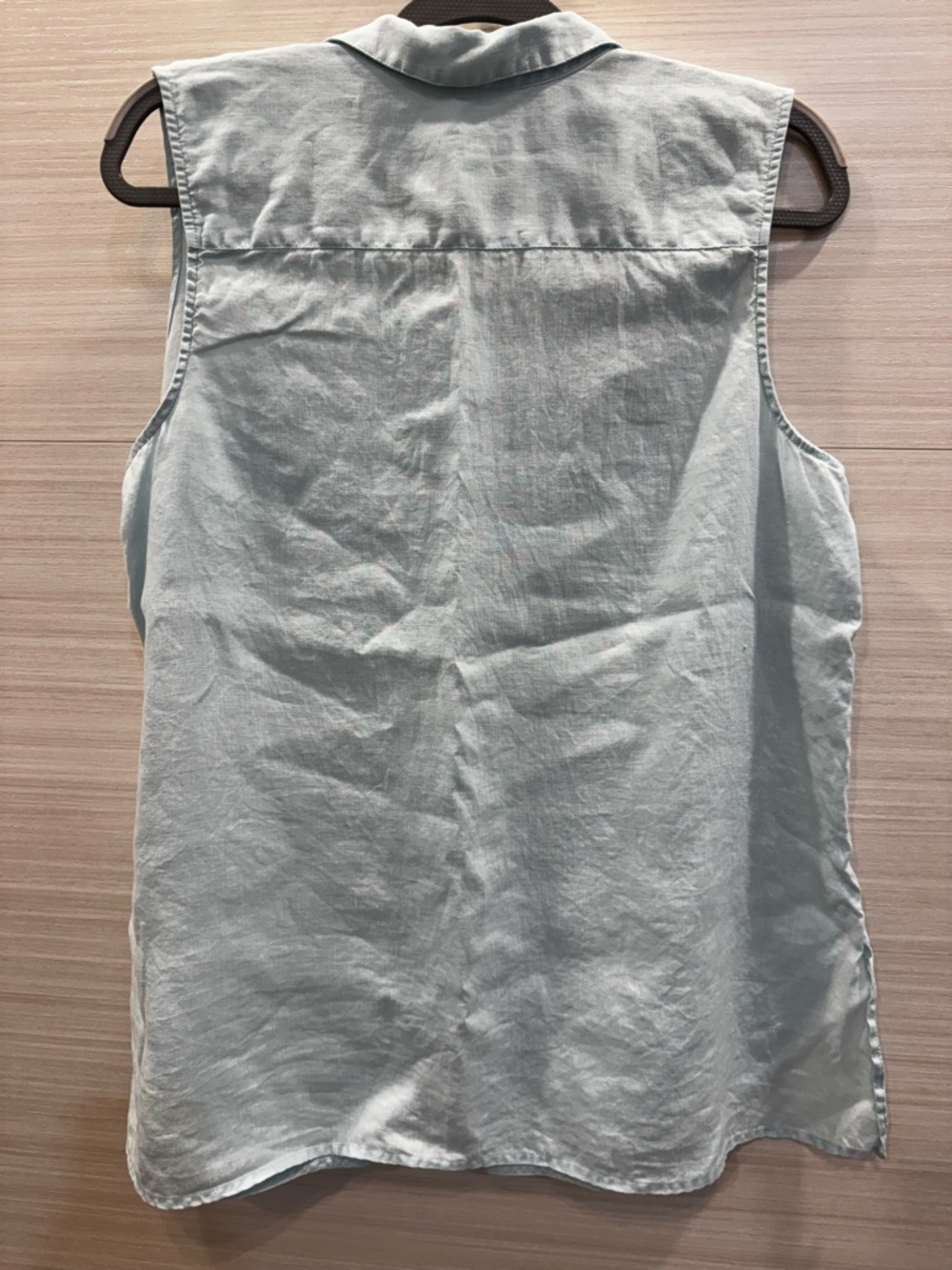 J. Jill Sleeveless Pale Blue Button-Front 100% LinenTunic size Large - Picture 3 of 6